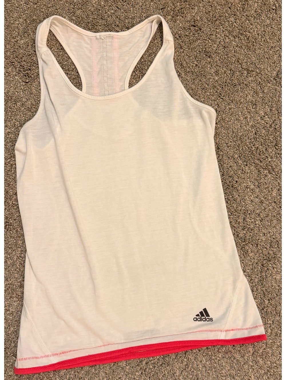 Adidas ClimaLite Marathon 10 White & Pink Racerback Running Tank